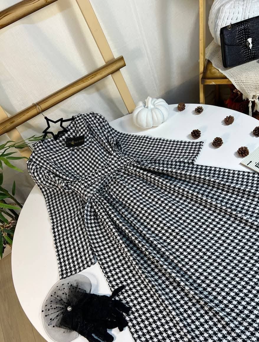 فستان كاروهات شتوي