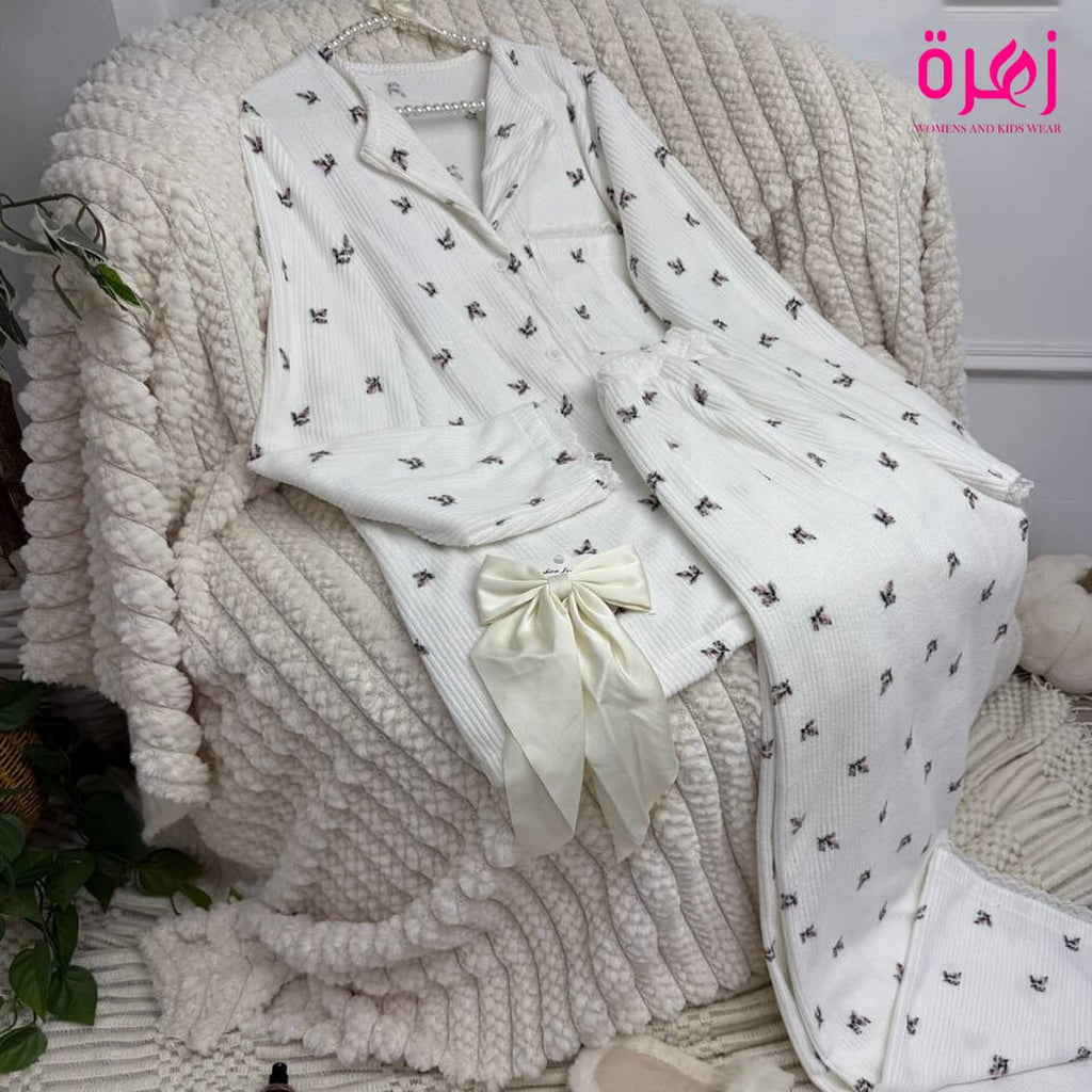 Ribbed floral pajama set