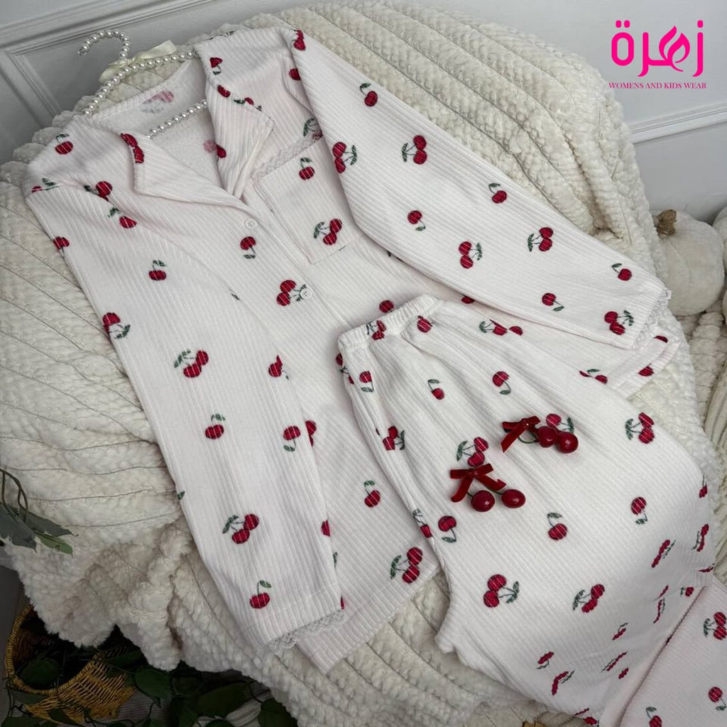 Ribbed velvet pajama set