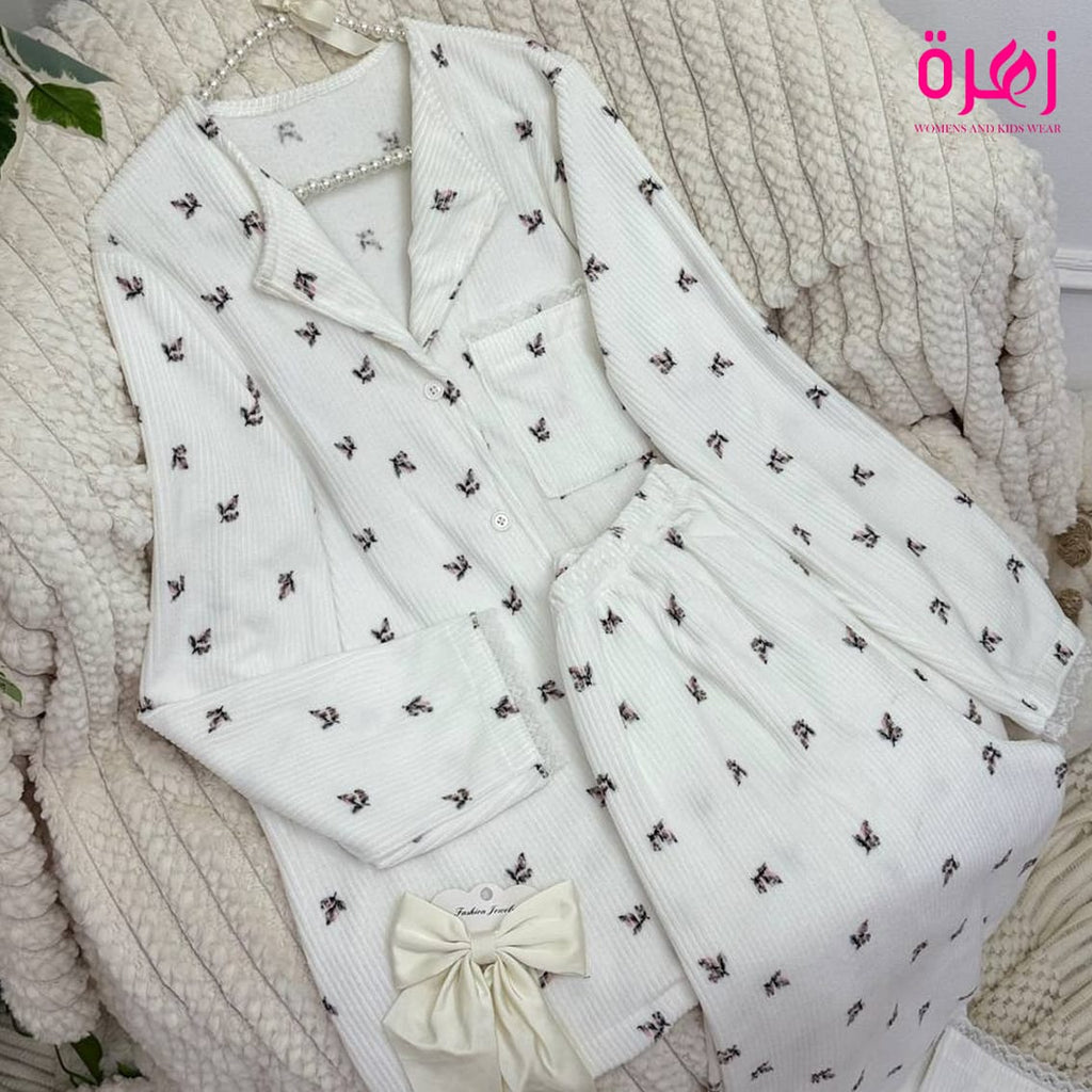 Ribbed floral pajama set