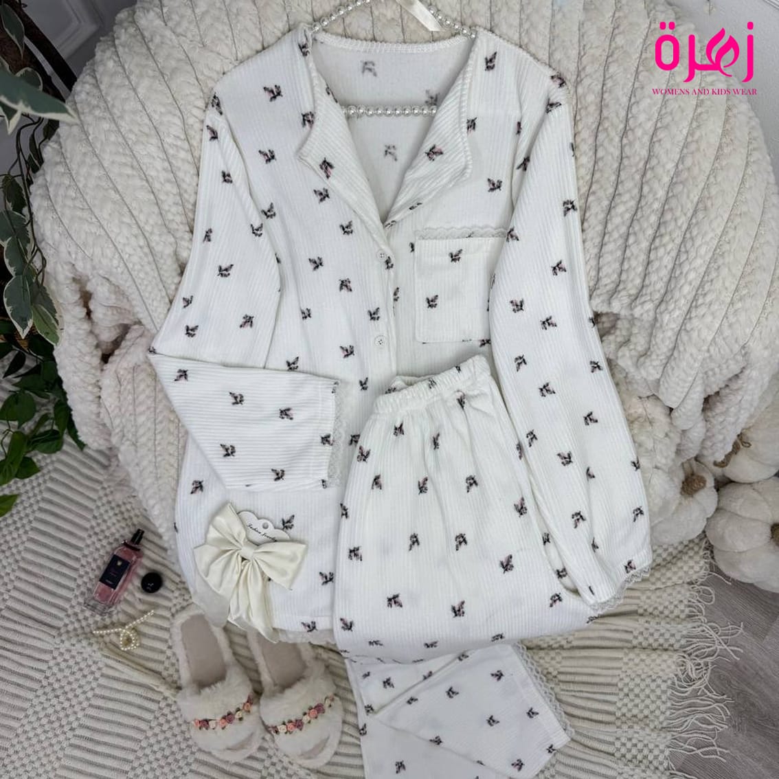 Ribbed floral pajama set